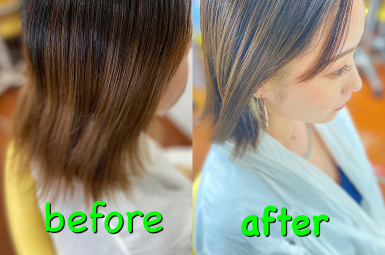傷んだブリーチ毛部分をリメイクケア 川越市 美容室サラダガール